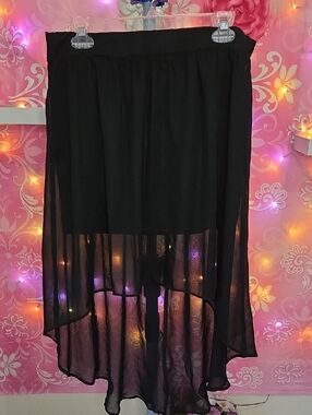 Charlotte Russe Black Sheer High-Low Skirt